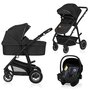 Carucior 4 in 1, Lionelo, Bianka, Transformabil, Cu landou si salteluta moale, Cu scoica auto testata ADAC, Baza isofix pentru scoica, Cu multiple accesorii, Sustine 22 kg, 0 luni+, EN1466:2014+AC:2015, EN1888, Negru - 3