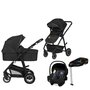 Carucior 4 in 1, Lionelo, Bianka, Transformabil, Cu landou si salteluta moale, Cu scoica auto testata ADAC, Baza isofix pentru scoica, Cu multiple accesorii, Sustine 22 kg, 0 luni+, EN1466:2014+AC:2015, EN1888, Negru - 1