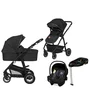 Carucior 4 in 1, Lionelo, Bianka, Transformabil, Cu landou si salteluta moale, Cu scoica auto, Baza isofix pentru scoica, Cu multiple accesorii, Sustine 22 kg, 0 luni+, EN1466:2014+AC:2015, EN1888, Negru - 1