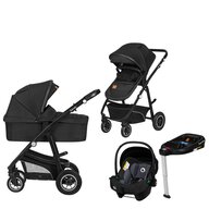 Carucior 4 in 1, Lionelo, Bianka, Transformabil, Cu landou si salteluta moale, Cu scoica auto testata ADAC, Baza isofix pentru scoica, Cu multiple accesorii, Sustine 22 kg, 0 luni+, EN1466:2014+AC:2015, EN1888, Negru