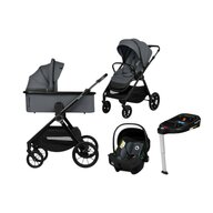 Carucior 4 in 1, Lionelo, Layla, Cadru din aluminiu, Cu landou intarit si salteluta din spuma AiryDots, Cu scoica auto testata ADAC, Reversibil, Cu sistem de ventilatie 3D, Cu accesorii, Pana la 22 kg, EN1888-1 EN1888-2 EN1466 ECE R129, Gri