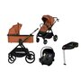 Carucior 4 in 1, Lionelo, Layla, Pana la 22 kg, Cu landou intarit si salteluta din spuma AirDots, Cu scoica auto testata ADAC, Baza isofix pentru scoica, Reversibil, Cu ventilatie 3D, Cu accesorii, EN1888-1, EN1888-2, EN1466, Maro - 1