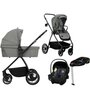 Carucior 4 in 1, Lionelo, Meril, Cu landou de dimensiune XL, Reversibil, Cu scoica auto testata ADAC,  Baza isofix pentru scoica, Cu accesorii, Pana la 22 kg, Conform cu EN1888-1 EN1888-2, EN1466, Gri - 1