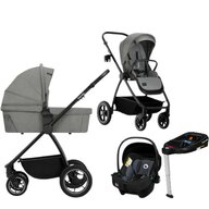 Carucior 4 in 1, Lionelo, Meril, Cu landou de dimensiune XL, Reversibil, Cu scoica auto testata ADAC,  Baza isofix pentru scoica, Cu accesorii, Pana la 22 kg, Conform cu EN1888-1 EN1888-2, EN1466, Gri