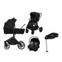 Carucior 4 in 1, Lionelo, Mika Plus, Cu landou intarit si salteluta moale, Cu scoica auto testata ADAC,  Baza isofix pentru scoica, Reversibil, Sistem de ventilatie 3D, Cu accesorii, Pana la 22 kg, EN1888-1 EN1888-2 EN1466 ECE R129, Negru