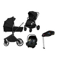 Carucior 4 in 1, Lionelo, Mika Plus, Cu landou intarit si salteluta moale, Cu scoica auto testata ADAC,  Baza isofix pentru scoica, Reversibil, Sistem de ventilatie 3D, Cu accesorii, Pana la 22 kg, EN1888-1 EN1888-2 EN1466 ECE R129, Negru