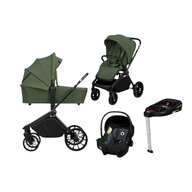 Carucior 4 in 1, Lionelo, Mika Plus, Cu landou intarit si salteluta moale, Cu scoica auto testata ADAC,  Baza isofix pentru scoica, Reversibil, Sistem de ventilatie 3D, Cu accesorii, Pana la 22 kg, EN1888-1 EN1888-2 EN1466 ECE R129, Verde