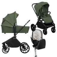 Carucior 4 in 1, Lionelo, Mika Plus, Cu scoica auto Moxie Bej cu baza rotativa 360, Reversibil, Cu sistem de ventilatie 3D, Cu accesorii, Pana la 22 kg, EN1888-1 EN1888-2 EN1466 ECE R129, Verde