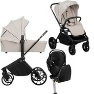 Carucior 4 in 1, Lionelo, Mika Plus, Cu scoica auto Moxie Black Carbon cu baza rotativa 360, Reversibil, Cu sistem de ventilatie 3D, Cu accesorii, Pana la 22 kg, EN1888-1 EN1888-2 EN1466 ECE R129, Bej