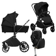 Carucior 4 in 1, Lionelo, Mika Plus, Cu scoica auto Moxie Black Carbon cu baza rotativa 360, Reversibil, Cu sistem de ventilatie 3D, Cu accesorii, Pana la 22 kg, EN1888-1 EN1888-2 EN1466 ECE R129, Negru