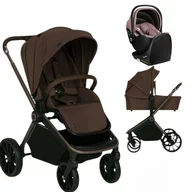 Carucior 4 in 1, Lionelo, Mika Plus, Cu scoica auto Moxie Mov cu baza rotativa 360, Reversibil, Cu sistem de ventilatie 3D, Cu accesorii, Pana la 22 kg, EN1888-1 EN1888-2 EN1466 ECE R129, Maro