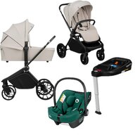 Carucior 4 in 1, Lionelo, Mika Plus, Cu scoica auto Verde testata ADAC + Baza Isofix, Reversibil, Cu sistem de ventilatie 3D, Cu accesorii, Pana la 22 kg, EN1888-1 EN1888-2 EN1466 ECE R129, Bej