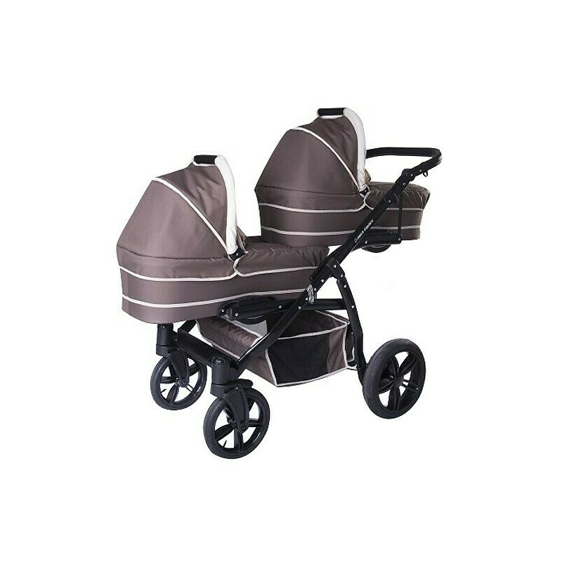 Pj Baby - Carucior gemeni 3 in 1 Tandem Pj Stroller Lux , Brown