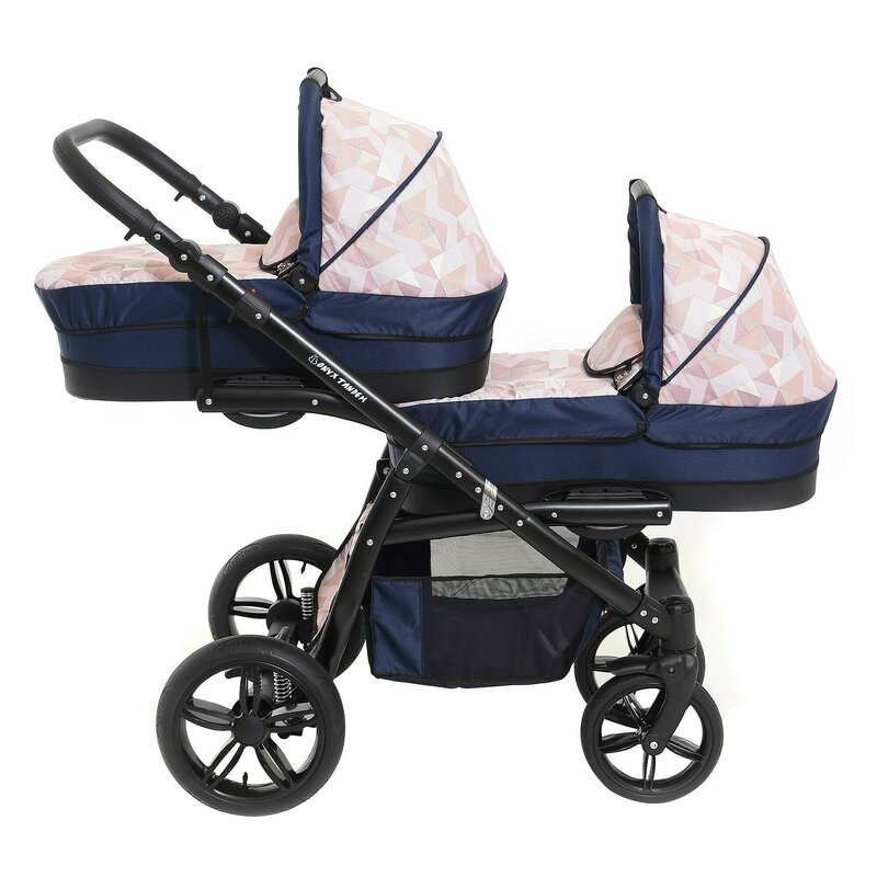 Pj Baby - Carucior gemeni 3 in 1 Tandem Pj Stroller Lux , Cube