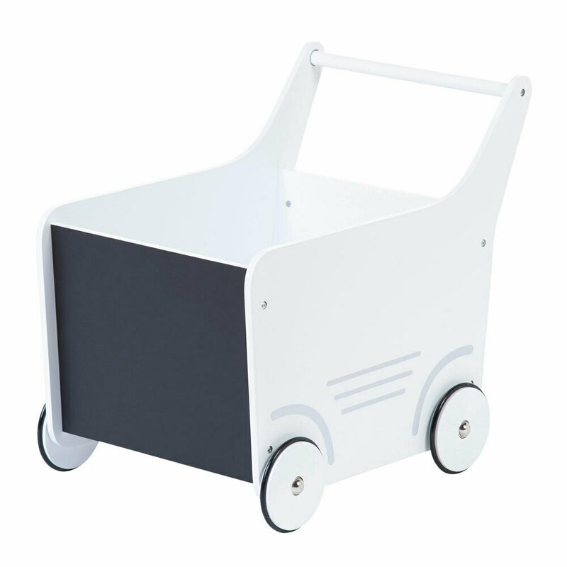 Childhome - carucior cu spatiu depozitare si tabla de scris , lemn alb
