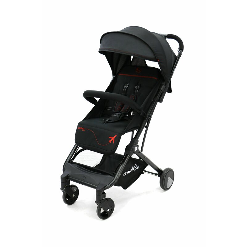 Asalvo - carucior sport troller ultracompact flight travel, negru/rosu