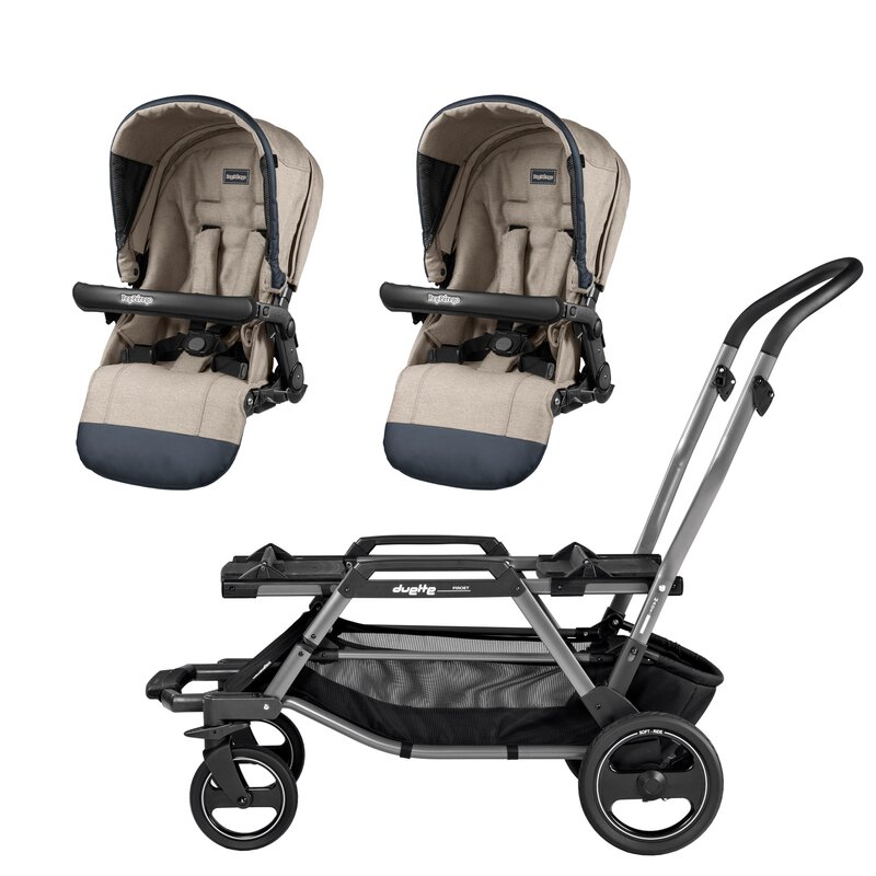 Peg perego - carucior duette piroet elite, luxe ecru