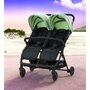 Carucior gemeni, Asalvo, Henry, Pliabil, Pana la 15 kg fiecare, Cu cadru din otel, Capotina reglabila in 3 pozitii, Cu bara de protectie, Suport de picioare reglabil, Cu 2 cosuri depozitare, 0 luni+, Green - 3