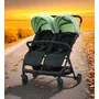 Carucior gemeni, Asalvo, Henry, Pliabil, Pana la 15 kg fiecare, Cu cadru din otel, Capotina reglabila in 3 pozitii, Cu bara de protectie, Suport de picioare reglabil, Cu 2 cosuri depozitare, 0 luni+, Green, Resigilat - 12