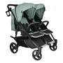 Carucior gemeni, Bebe Stars, Double Trouble, De la nastere pana la 22 Kg, Cadru din aluminiu, Pliabil, Spatar reglabil in 5 pozitii, Cu 2 saci de picioare, 2 huse de ploaie si suport pahar, Conform cu EN1888-1,2:2018, Petrol, Resigilat - 1
