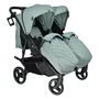 Carucior gemeni, Bebe Stars, Double Trouble, De la nastere pana la 22 Kg, Cadru din aluminiu, Pliabil, Spatar reglabil in 5 pozitii, Cu 2 saci de picioare, 2 huse de ploaie si suport pahar, Conform cu EN1888-1,2:2018, Petrol, Resigilat - 4