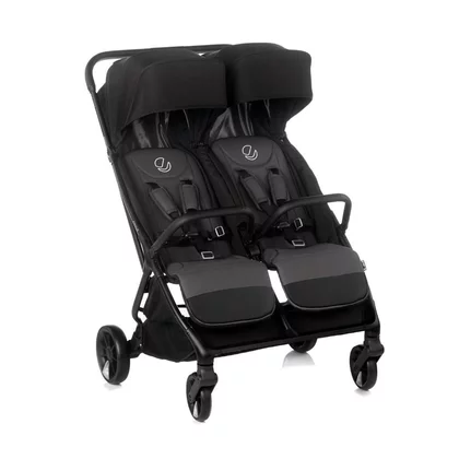 Carucior gemeni pliabil Twinside, Jane, Pliere rapida cu o mana, De la nastere pana la 22 Kg, Cu huse pentru ploaie, Spatare independente, Cu suspensii, Conform cu EN 1888-2:2018+A1:2023, Coal
