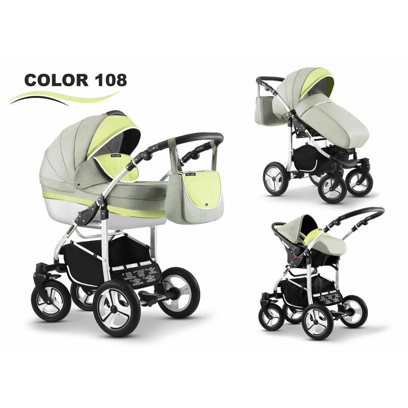 Mikado - carucior 3 in 1 city star, gri/verde