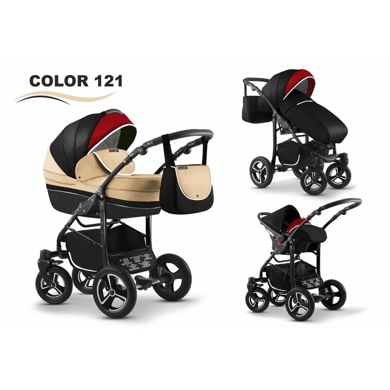 Mikado - carucior city star 3 in 1 (culoare 121) bej/negru/rosu