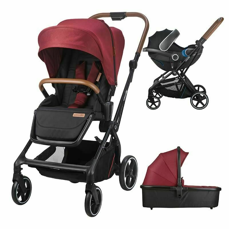 Coccolle - carucior modular 2in1 saliara cabernet+cos auto 0-13 kg gb idan silver fox grey