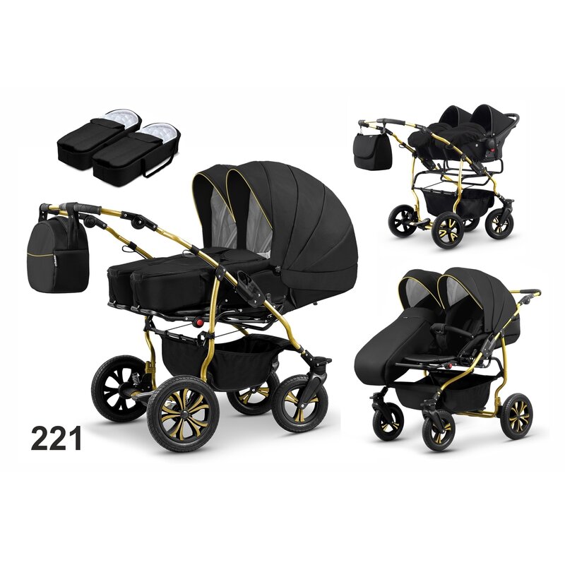 Mikado - carucior pentru gemeni duet lux d-221 3 in 1