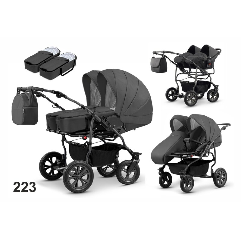 Mikado - carucior pentru gemeni duet lux d-223 3 in 1