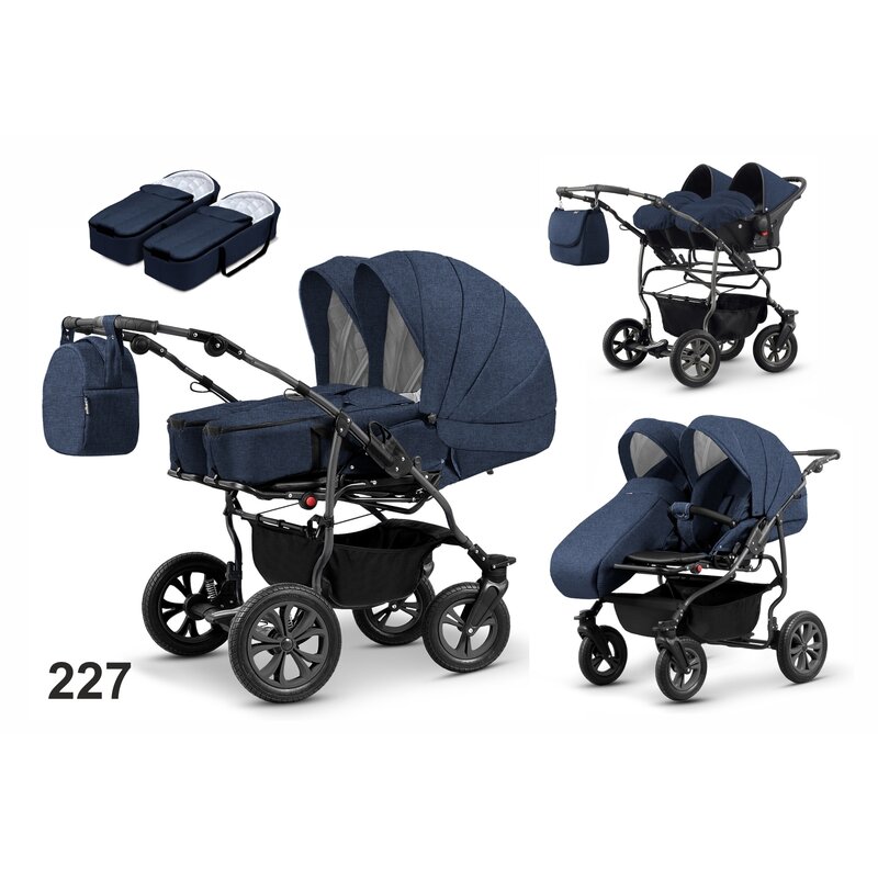 Mikado - carucior pentru gemeni duet lux d-227 3 in 1