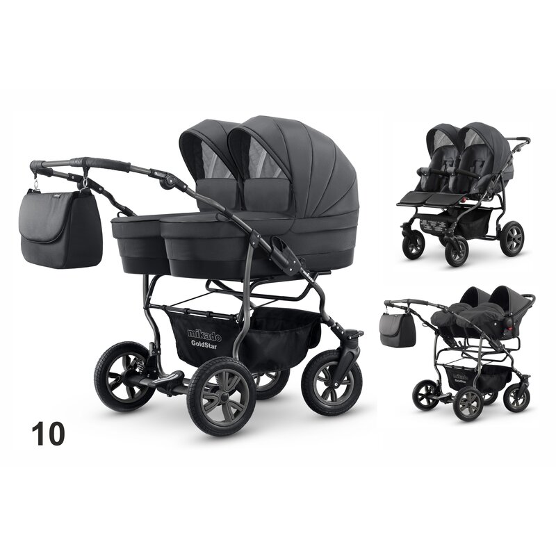 Mikado - carucior gemeni 3 in 1 goldstar gs-10, negru