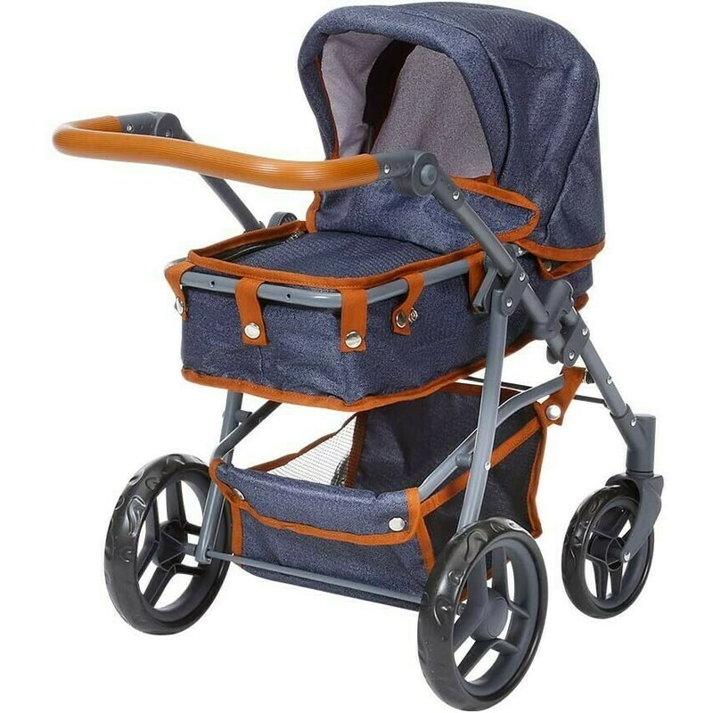 Knorrtoys - carucior pentru papusi juna cu maner reversibil, albastru
