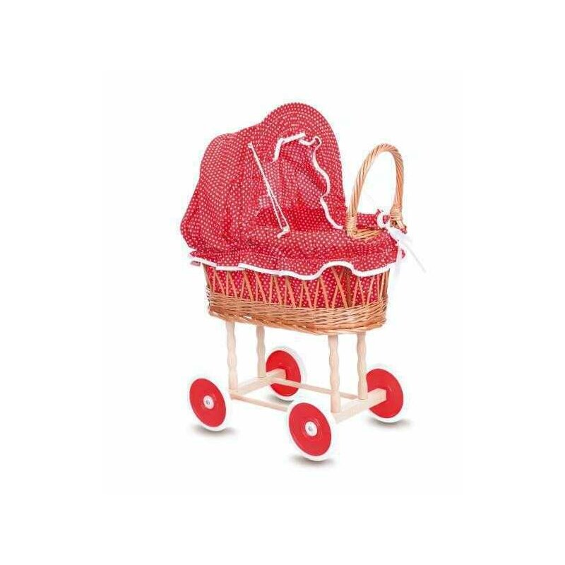 Egmont toys - carucior pentru papusi , cu husa cu buline, rosu