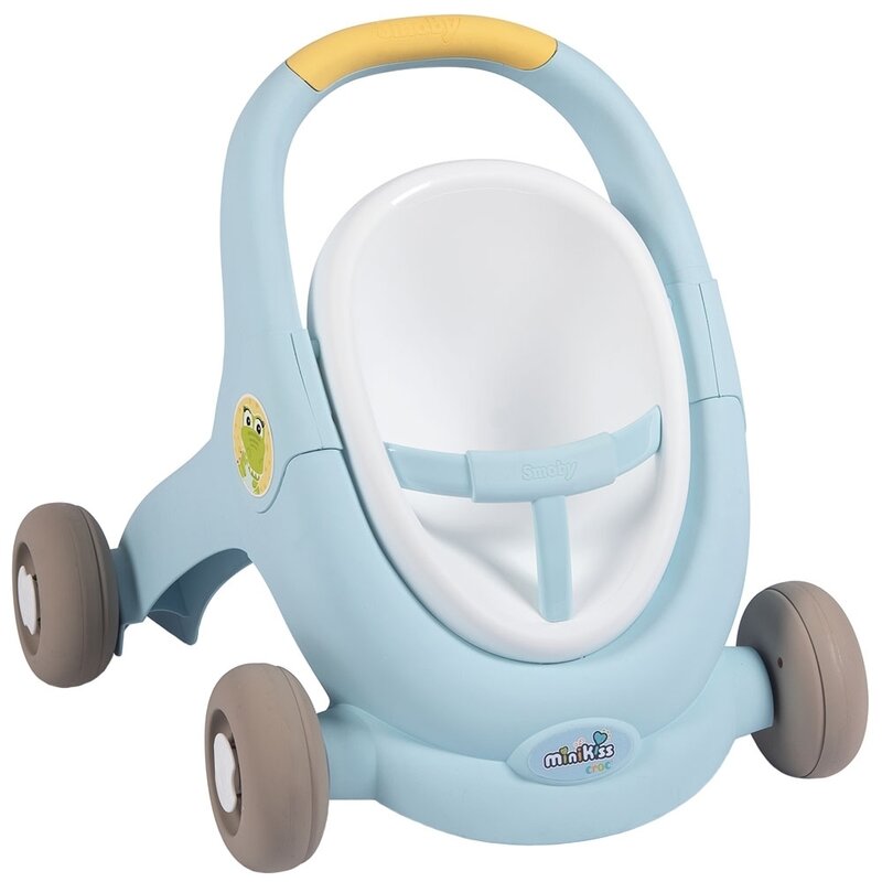Smoby - carucior pentru papusi minikiss croc 3 in 1 albastru