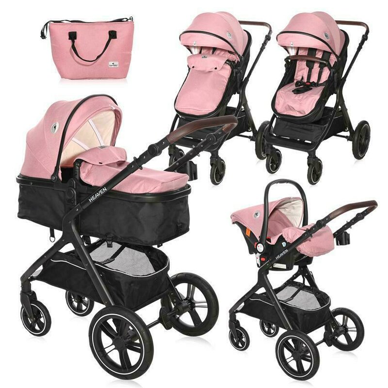 Carucior Lorelli Monza 3 43 Lorelli - Carucior Set 3 in 1, Heaven, pana la 22 kg, Pink