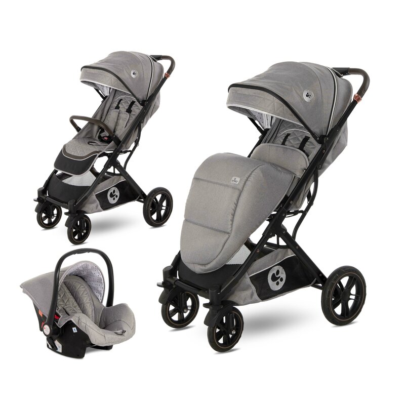 Carucior 2 In 1 Cu Scaun Auto 39 Lorelli - Carucior 2 in 1 Storm , Opaline, Cadru din aluminiu, 0-22 kg, Cu cos auto inclus, Gri