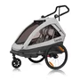 Carucior si remorca de bicicleta, Lionelo, Cama, Multifunctional, Pentru 1 sau 2 copii, Cu sistem de absorbtie a socurilor SIQ, Geamuri cu protectie solara, Gri, Resigilat - 1