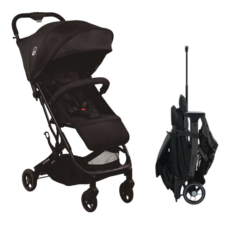 Carucior sport, Asalvo, Amsterdam, De la 6 luni+, Pana la 22 kg, Doar 6.6 kg, Cu spatar inclinabil in 3 pozitii, Include capotina cu fereastra, Cos depozitare, Cadru din aluminiu, Pliere tip troler, Black