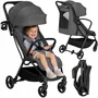 Carucior sport, Lionelo, Agia, 7.3 kg, Ultracompact, Pliere rapida cu o mana, Suport pentru biberon inclus, Sezutul lat si confortabil, 6-48 luni, Sustine 22 kg, Gri - 3
