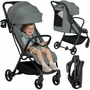 Carucior sport, Lionelo, Agia, 7.3 kg, Ultracompact, Pliere rapida cu o mana, Suport pentru biberon inclus, Sezutul lat si confortabil, 6-48 luni, Sustine 22 kg, Verde - 3