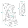 Carucior sport, Lionelo, Emma Plus, Cu tavita, 2 Suporturi pentru pahar, Geanta accesorii, Conform cu standardul european de securitate EN1888-1, Roz - 22