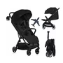 Carucior sport, Lionelo, Julie Air, Greutate redusa - 7.5 kg, Sustine 22 kg, 6 luni+, Capotina impermeabila, Protectie SPF 50+, Include suport sticla, Pliere compacta pentru calatorii, Conform cu EN1888-1 si EN1888-2, Negu Onyx