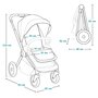 Carucior sport, Lionelo, Mika Plus, Cadru din aluminiu, Copertina XXL, Spatar reglabil in 3 pozitii, Cu accesorii, Pana la 22 kg, 6-48 luni; EN1888-1, EN1888-2 EN1466, Negru - 24