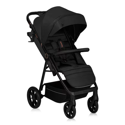 Carucior sport, Lionelo, Mira, Maner reglabil in 5 pozitii, Spatar si suport de picioare reglabile, Plasa de tantari si suport biberon incluse, Pana la 22 kg, 6 luni+, Conform cu EN1888-1, EN1888-2, Testare SGS, Negru