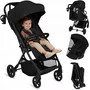 Carucior sport, Lionelo, Tansi, Pliere automata, Ultracompact, Manevrare cu o mana, Roti cu tehnologie GravelTech, Spatar si suport picioare reglabile, 6-48 luni, Sustine 22 kg, Negru - 3