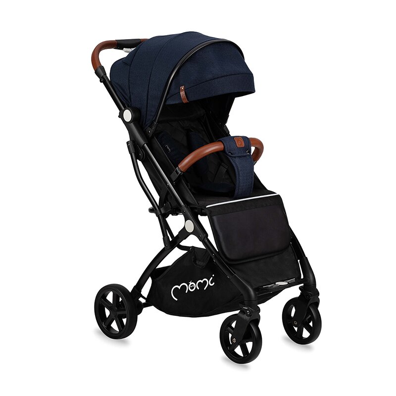 Carucior sport, MoMi MARVIN Navy Blue, 6 luni+, Centura in 5 puncte, Suport picioare reglabil, Cos accesorii, Pliabil, Plasa insecte, Husa de ploaie, Suspensii integrate