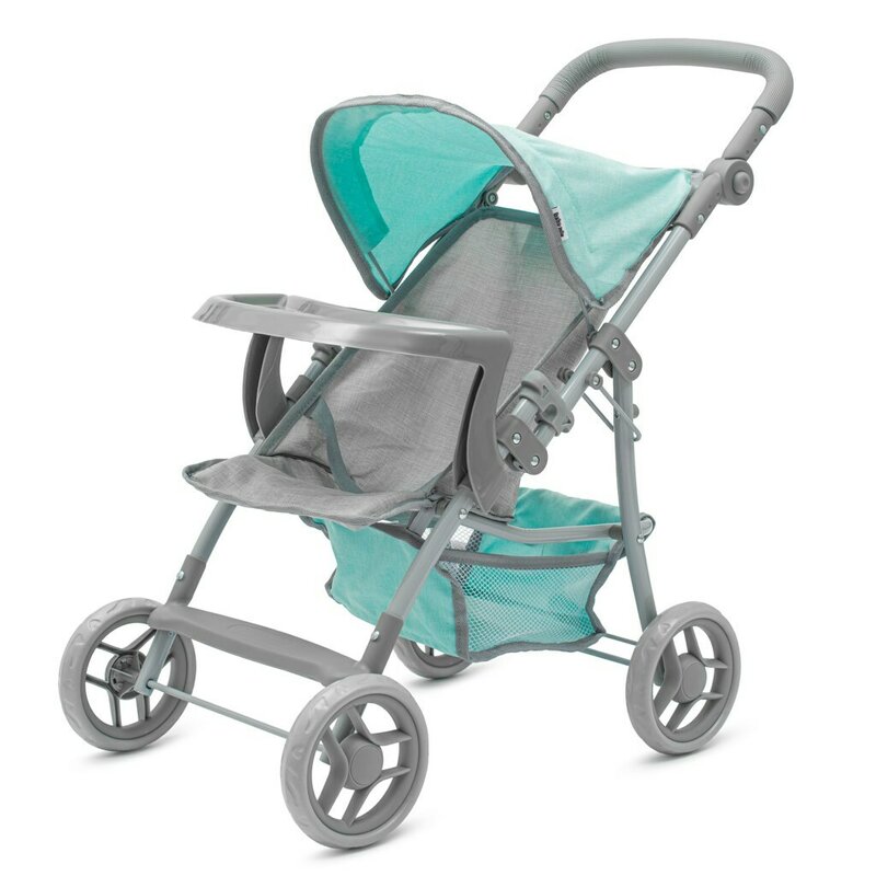 Carucior sport pentru papusi, Baby Mix, Lana, Include cos depozitare, 58,5 x 33 x 61,5 cm, 3 ani+, Mint