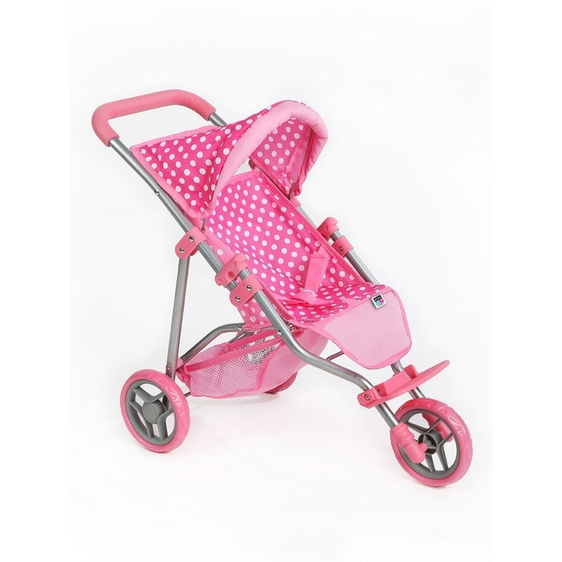 Playto - carucior pentru papusi sport olivie, alb/roz